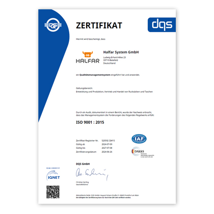 Halfar wurde 2024 ISO 9001:2015 rezertifiziert